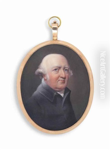 Dr Francis Willis (1718-1807), In Black Coat And White Stock, Powdered Hair Oil Painting by Henry Bone