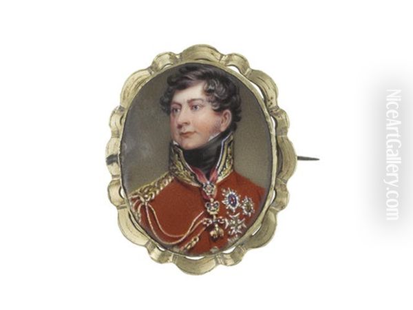 George Iv (1762-1830) When Prince Regent (1811-1820), Wearing Scarlet Coat With Black Standing Collar Embroidered With Gold, Gold Epaulette, White Chemise And Black Stock Oil Painting by Henry Bone