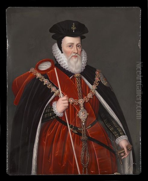 Portrait Of William Cecil, Lord Burghley (after Zucchero) Oil Painting by Henry Bone