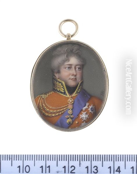 George Iv (1762-1830), King Of The United Kingdom Of Great Britain And Ireland And Of Hanover (1820-1830), Wearing Red Coat With Blue... Oil Painting by Henry Bone