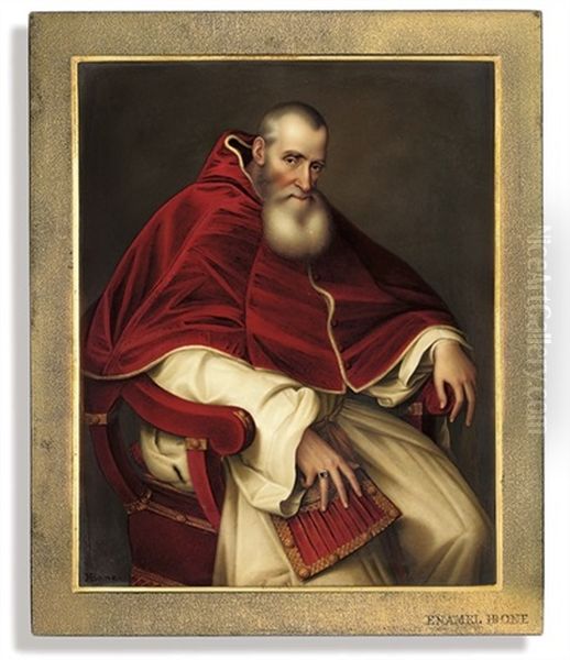 Alessandro Farnese, Pope Paul Iii, Seated Three-quarter-length, In Papal Robes Oil Painting by Henry Bone