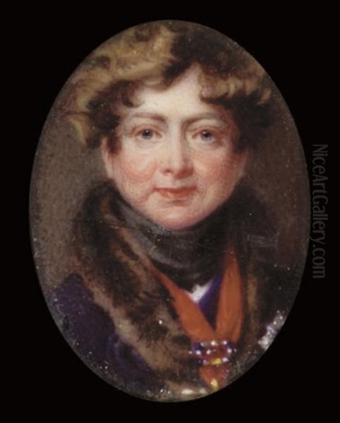 King George Iv When Prince Regent In Fur-bordered Blue Coat Oil Painting by Henry Bone