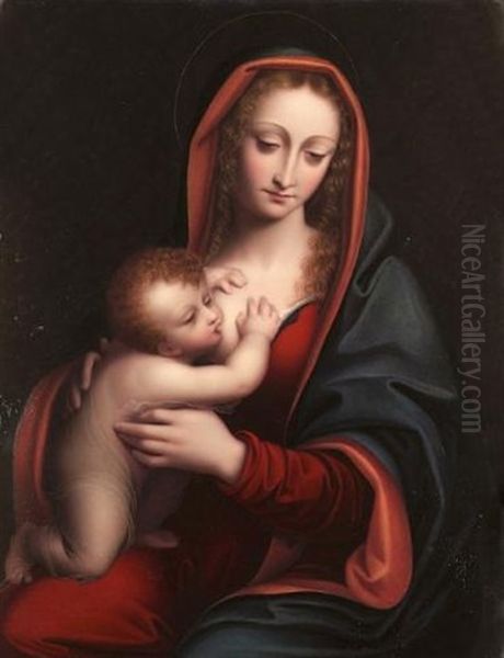 The Madonna With The Infant Jesus At Her Breast Oil Painting by Henry Bone