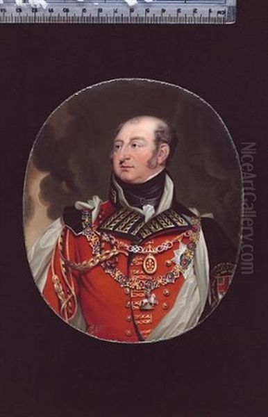 Frederick, Duke Of York And Albany, Wearing Field Marshal's Scarlet Uniform, White Silk Lined Black Velvet Mantle, Collar And Breast Star Of The Order Of The Garter (after Sir Thomas Lawrence) Oil Painting by Henry Bone