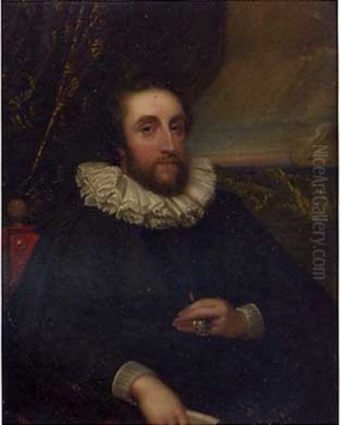 Portrait Of Thomas Henry Howard, Second Earl Of Arundel (after Sir Anthony Van Dyke) Oil Painting by Henry Bone