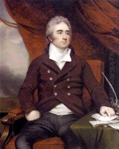 Robert, 4th Earl Of Buckinghamshire, His Right Hand Resting On Letters Addressed To Lord Hobart Oil Painting by Henry Bone