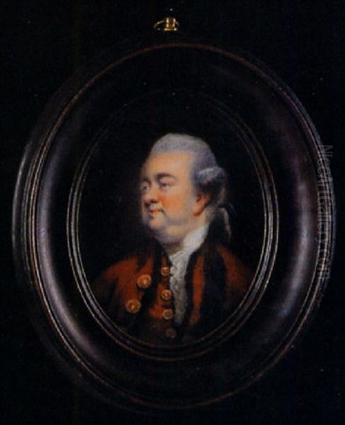 Edward Gibbon In Red, Fur-bordered Coat With Large Buttons, Matching Waistcoat And Frilled White Shirt Oil Painting by Henry Bone