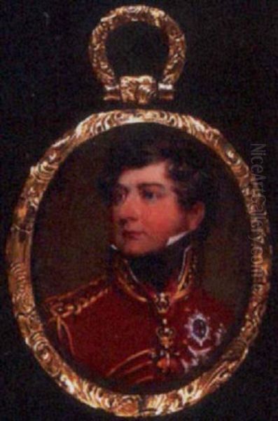 George Iv, As Prince Regent, In Field Marshal's Scarlet Jacket With Black Cravat Oil Painting by Henry Bone