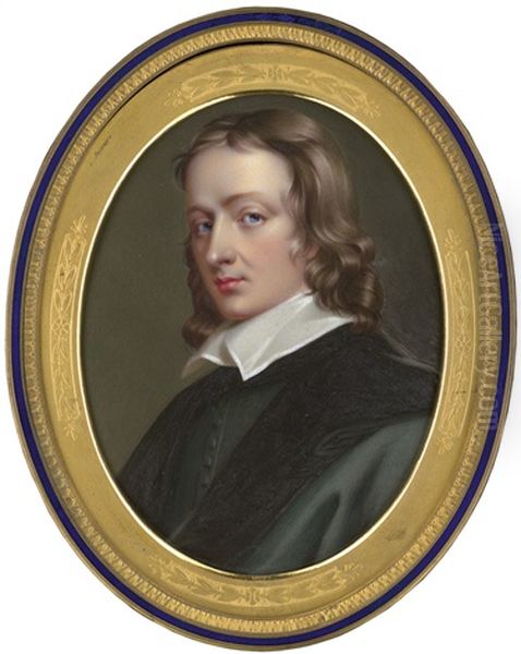 Bildnis John Milton Im Schwarzen Mantel Mit Weisem Battistkragen Oil Painting by Henry-Pierce Bone