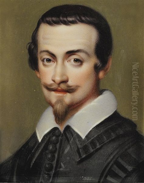 Copie D'apres L'autoportrait D'annibale Carrache Oil Painting by Henry-Pierce Bone