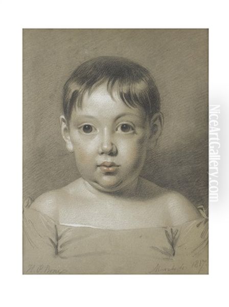 A Portrait Of A Child, Possibly One Of The Artist's Children Oil Painting by Henry-Pierce Bone