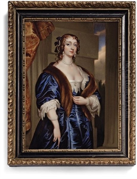 Lady Margaret Feilding, Duchess Of Hamilton (after Sir Anthony Van Dyck) Oil Painting by Henry-Pierce Bone