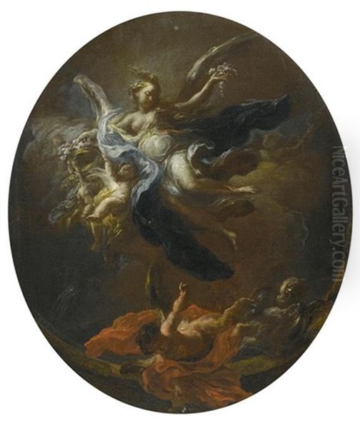 Allegorie Des Ruhms (study For A Ceiling Painting) Oil Painting by Matteo Bonechi