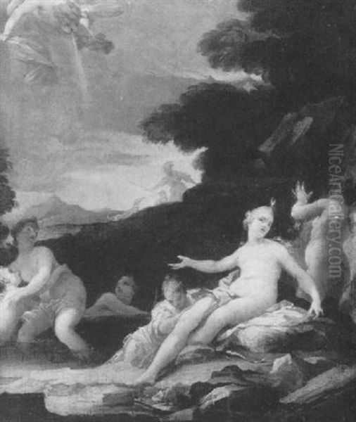 Diana Resting With Her Nymphs By A Pool Oil Painting by Matteo Bonechi