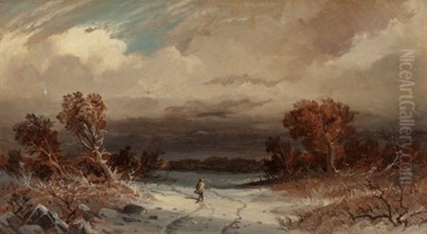 Figure Along A Desolate Road Oil Painting by George Robert Bonfield