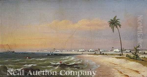 Running Ashore On The Florida Coast Oil Painting by George Robert Bonfield