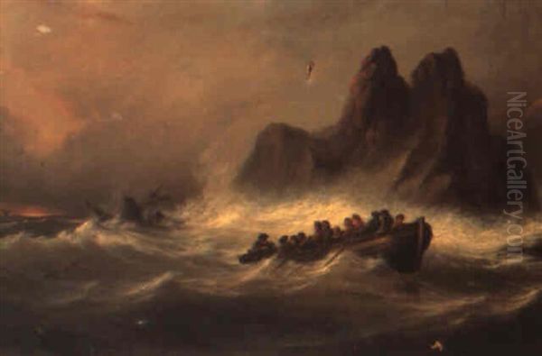 Excape From The Wreck Oil Painting by George Robert Bonfield