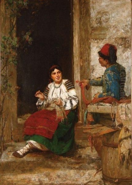  Le Vendeur Itinerant  Oil Painting by Kazimierz Alchimowicz