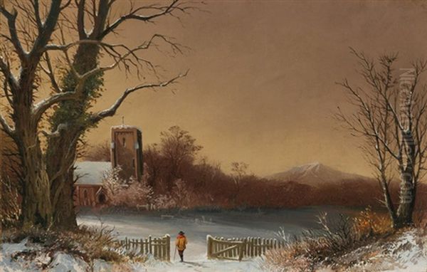 Winter Evening Oil Painting by William van de Bonfield