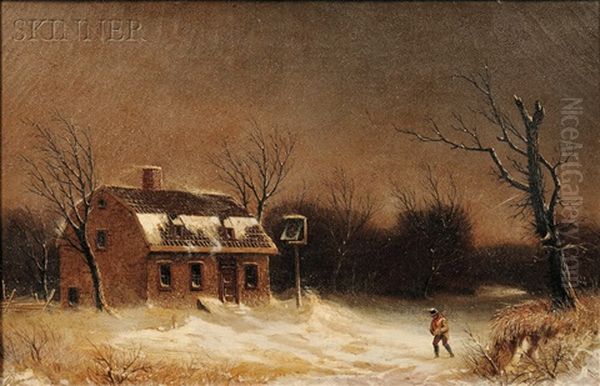 A Drifting Snow Storm Oil Painting by William van de Bonfield