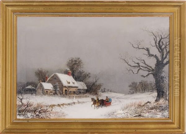 A Wintery Day Oil Painting by William van de Bonfield