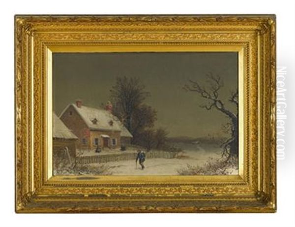 Winter Scene Oil Painting by William van de Bonfield