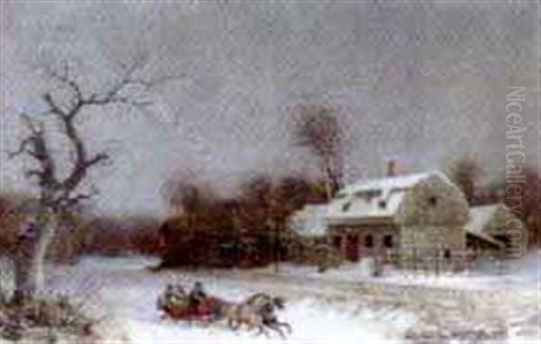 A Ride In The Snow Oil Painting by William van de Bonfield