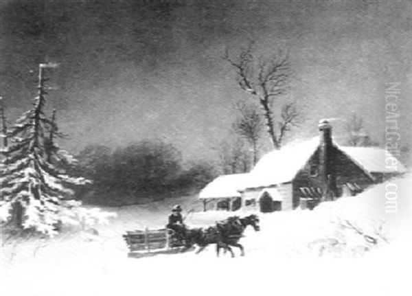 A Drifting Snow Oil Painting by William van de Bonfield