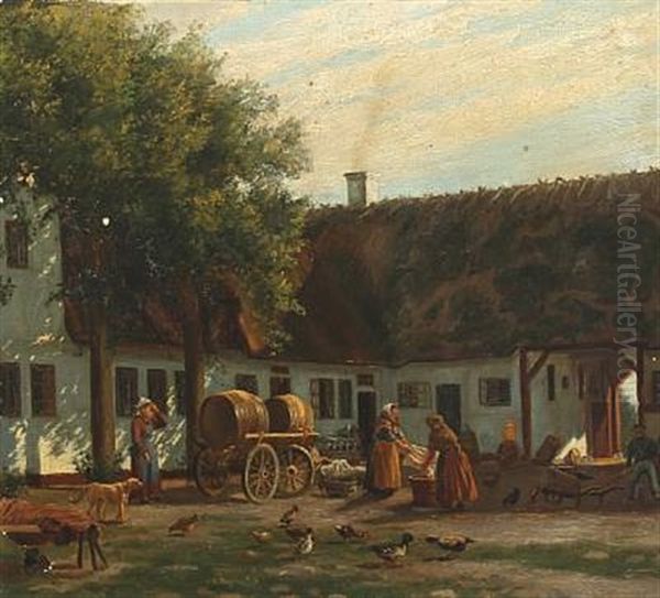 Exterior From Magleby Praestegard, Langeland Oil Painting by Louise Marie Magdalene Bonfils