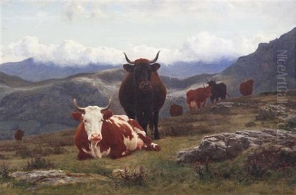 Les Alpes Savoyardes Oil Painting by Auguste (Francois Auguste) Bonheur