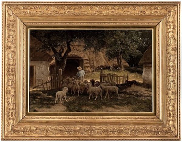 Heimtrieb Der Schafe Oil Painting by Auguste (Francois Auguste) Bonheur