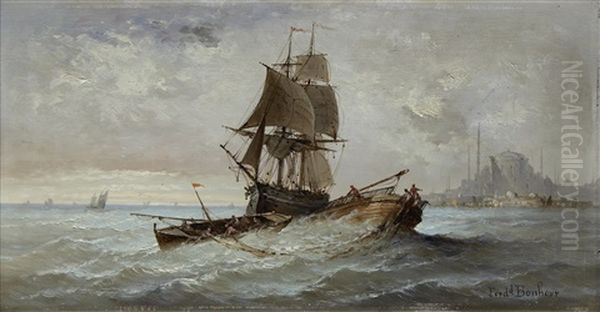 Fishing Vessels Off Istanbul Oil Painting by Ferdinand Bonheur