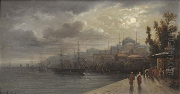 Constantinople, Sainte Sophie Au Clair De Lune Oil Painting by Ferdinand Bonheur