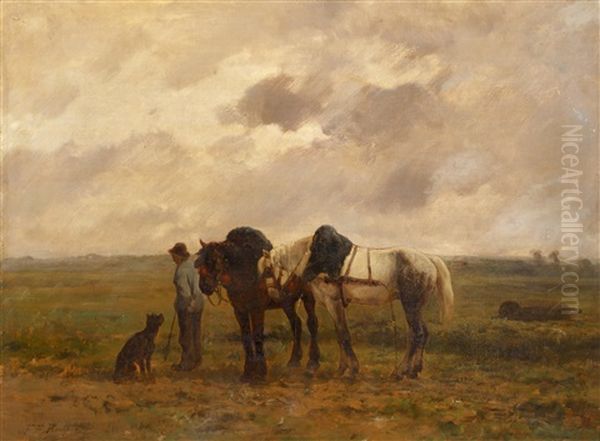 The Ploughing Team Returning Home Oil Painting by Ferdinand Bonheur