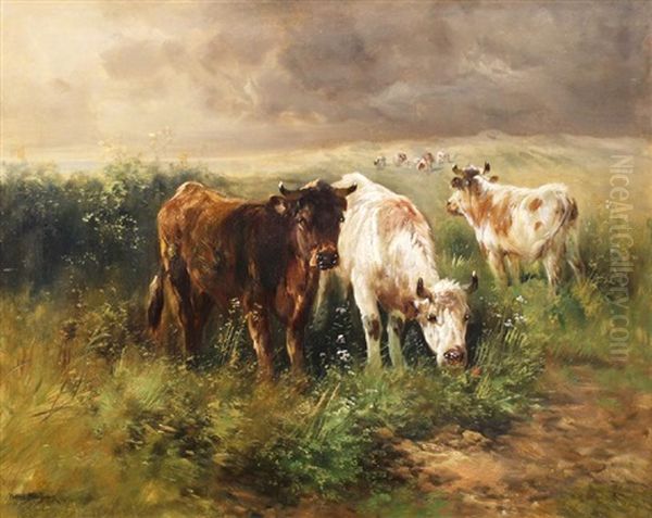 Cows In A Pasture Oil Painting by Rosa Bonheur