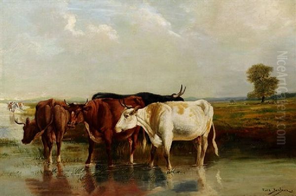 Cattle Watering Oil Painting by Rosa Bonheur