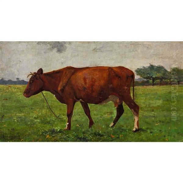 Une Vache Vue De Profil Dans Un Paysage Oil Painting by Rosa Bonheur