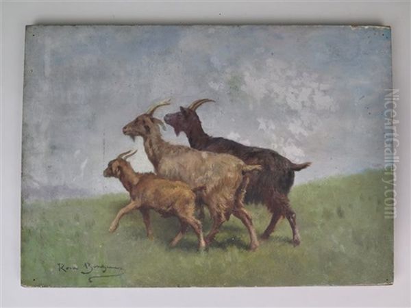 Famille De Chevres Au Paturage Oil Painting by Rosa Bonheur