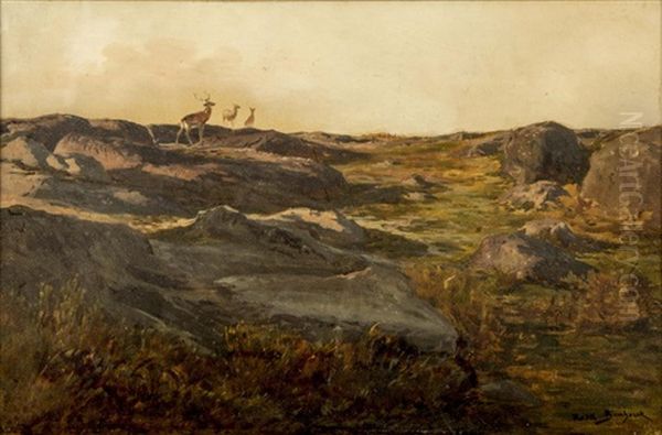 Deer On A Hillside Oil Painting by Rosa Bonheur