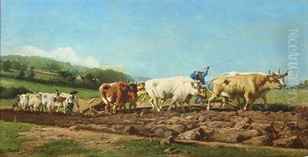 Ploughing In Nevers (study) Oil Painting by Rosa Bonheur