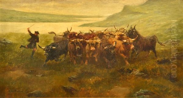 Herding Highland Cattle Oil Painting by Rosa Bonheur