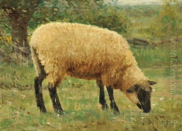 A Grazing Sheep Oil Painting by Rosa Bonheur