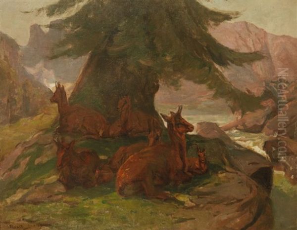 Chamois Sous Un Sapin Oil Painting by Rosa Bonheur