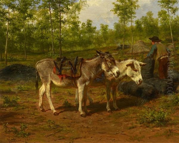 Kohler Mit Seinen Beiden Eseln Oil Painting by Rosa Bonheur