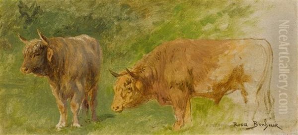 Zwei Ochsen Oil Painting by Rosa Bonheur