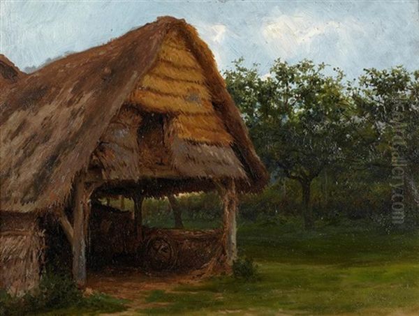 La Grange De La Ferme De Chevilly A Fontainebleau Oil Painting by Rosa Bonheur