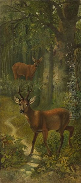 Rotwild Am Waldrand Oil Painting by Rosa Bonheur