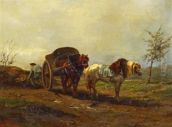 Bauer Mit Seinem Pferdekarren Oil Painting by Rosa Bonheur