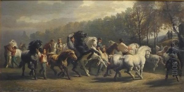 Le Marche Aux Chevaux De Paris Oil Painting by Rosa Bonheur