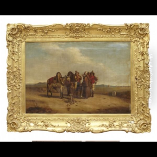 Rastande Sallskap Med Asnor Oil Painting by Rosa Bonheur